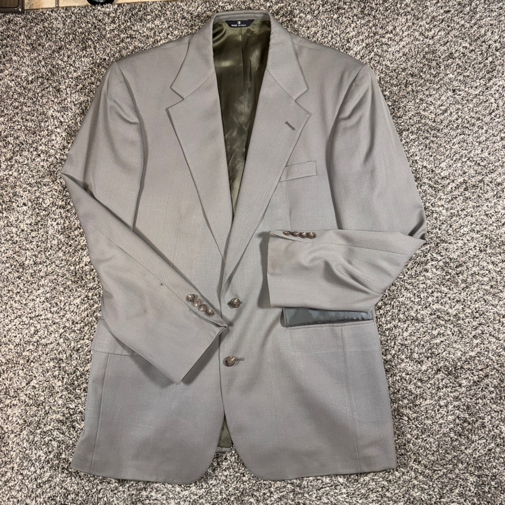 Vintage 80s Polo University Club Ralph Lauren 42L Gray Blazer Sport Coat USA